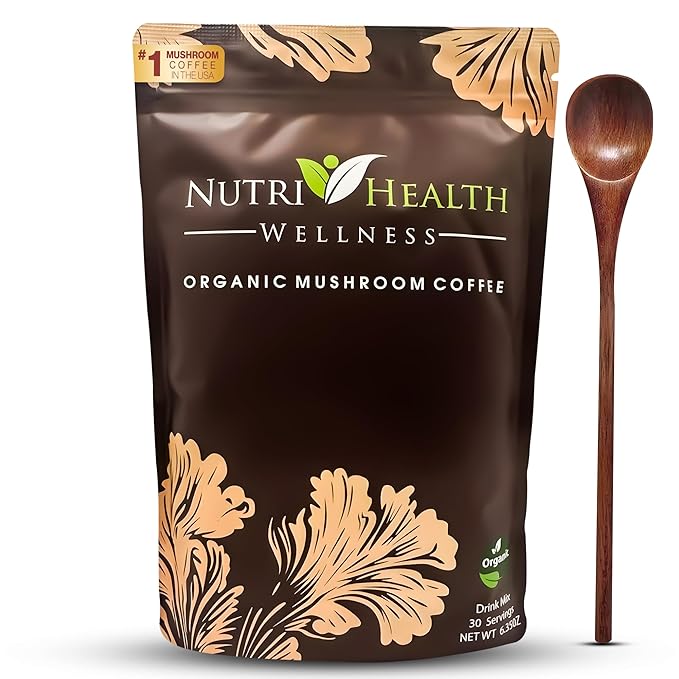 Organic Mushroom Coffee by Nutri Health Wellness | 30 Servings + Free Spoon