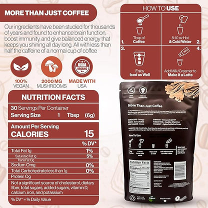 Organic Mushroom Coffee by Nutri Health Wellness | 30 Servings + Free Spoon