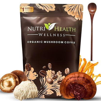 Organic Mushroom Coffee by Nutri Health Wellness | 30 Servings + Free Spoon