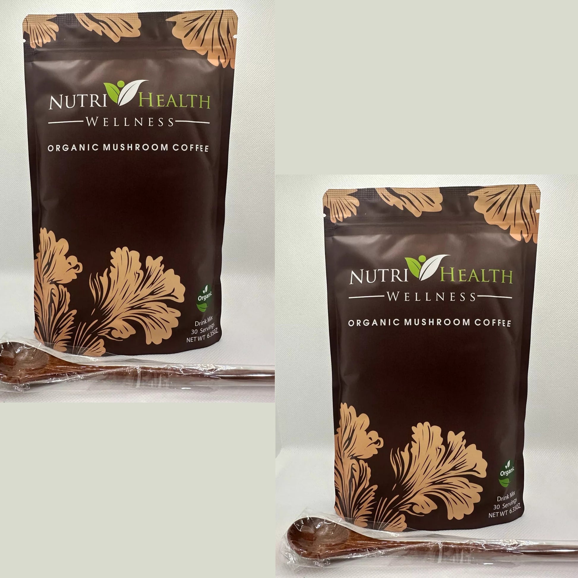 Organic Mushroom Coffee | Pack of 2 | Nutri Health Wellness | 60 Servings + Free Spoon